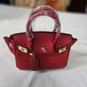 Elegant RedVegan  Leather Handbag